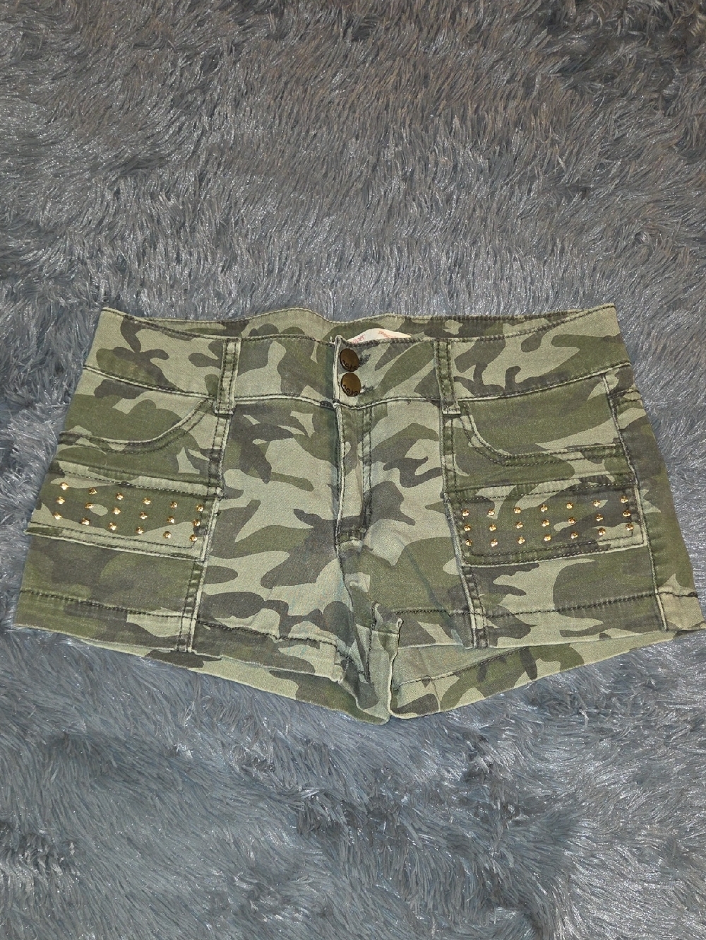 No Boundaries  camo studded shorts